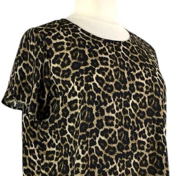 Chelsea & Theodore Tunic Top Short Sleeves Leopard Print Women’s Size XL - Picture 6 of 10